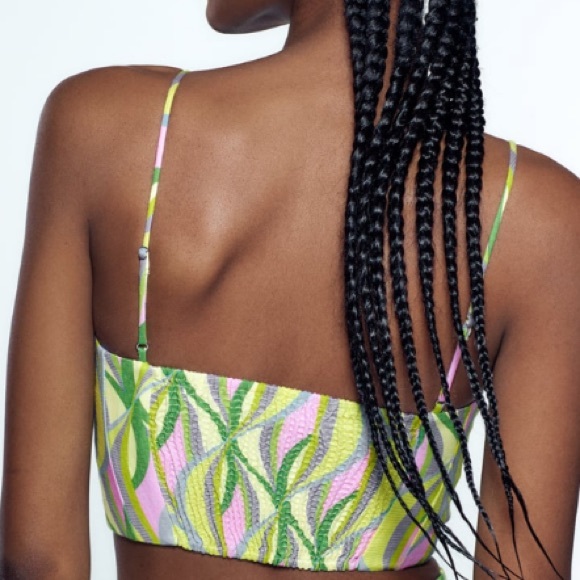NEW! Zara Wavy Print Crop Top with spaghetti straps - Picture 6 of 11